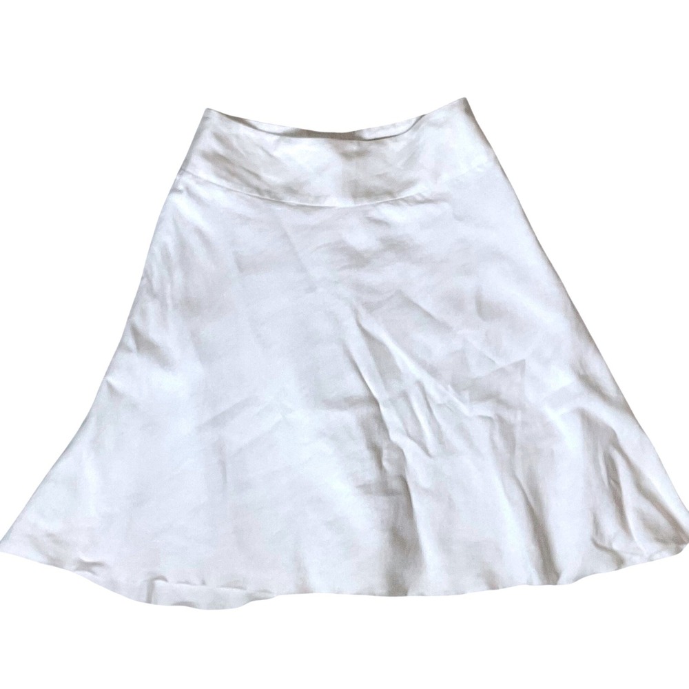 NIC + ZOE white linen rayon summer fling flirt skirt lightweight A line size 6